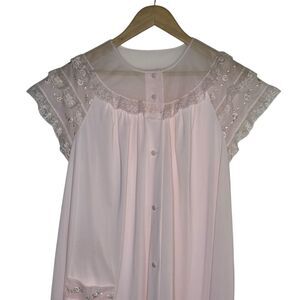 Vintage Feminine Lace Coquette Pink Bathrobe House Coat Size Large